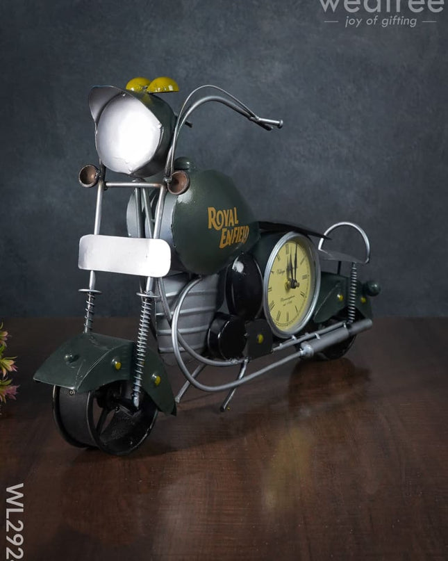 Metal Handpainted Bike With Clock - Wl2924 Decor Showpiece