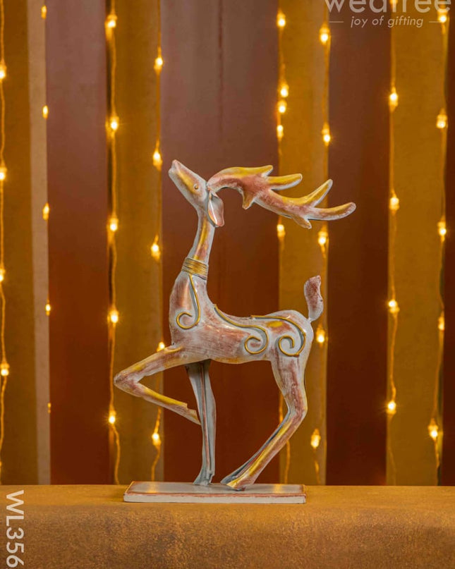 Metal Handpainted Deer - Set Of 2 Wl3562 Decor Showpiece