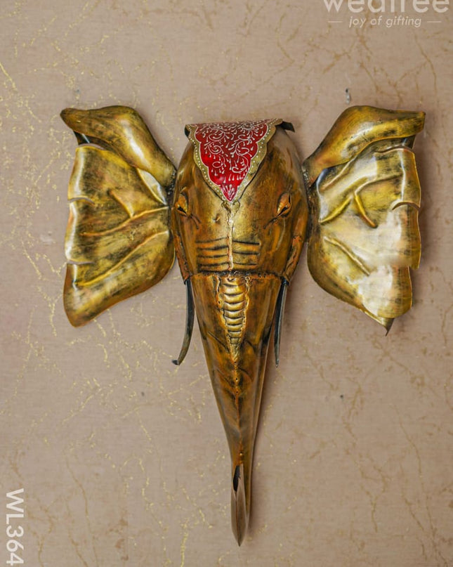 Metal Handpainted Elephant Face Wall Hanging - Wl3647 Decor