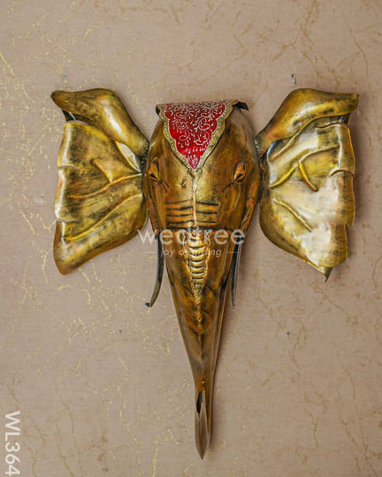 Metal Handpainted Elephant Face Wall Hanging - Wl3647 Decor