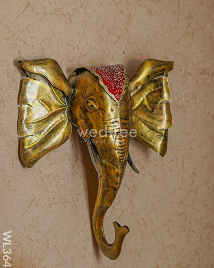 Metal Handpainted Elephant Face Wall Hanging - Wl3647 Decor