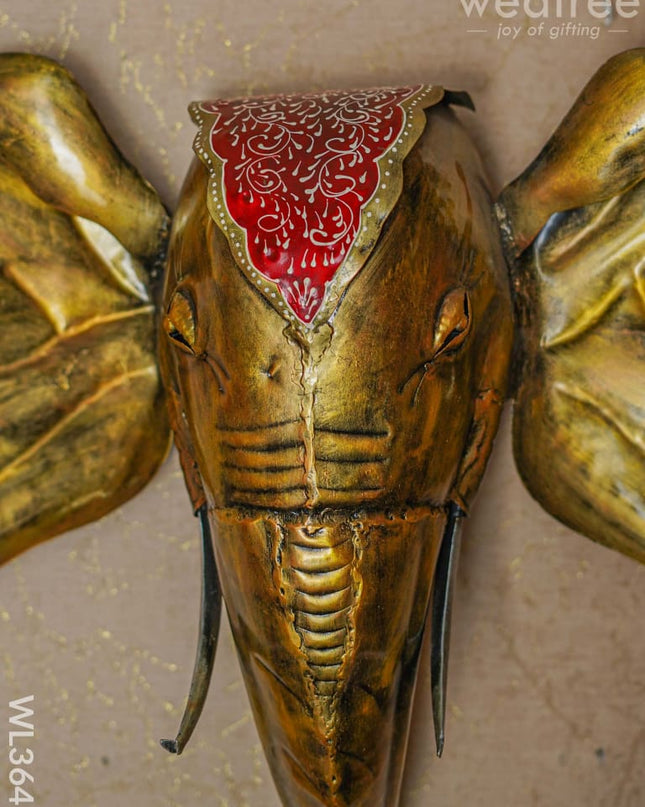 Metal Handpainted Elephant Face Wall Hanging - Wl3647 Decor