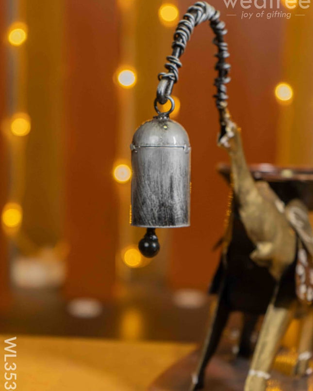 Metal Handpainted Elephant With Bell Showpiece - Wl3530 Decor