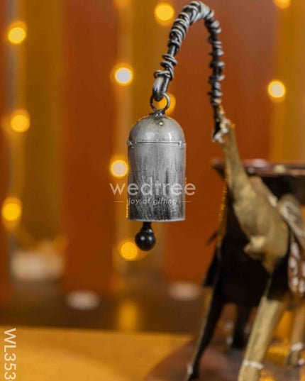 Metal Handpainted Elephant With Bell Showpiece - Wl3530 Decor
