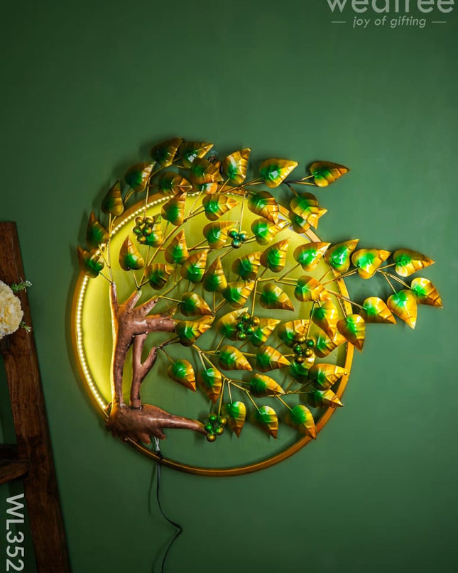 Metal Handpainted Green Tree Wall Hanging - Wl3528 Decor