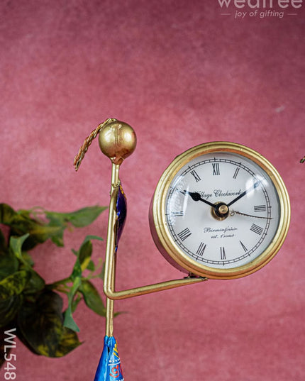 Metal Handpainted Lady with Clock - Set of 2 - 12 inch - WL5487 - Metal Decor Showpiece