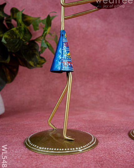 Metal Handpainted Lady with Clock - Set of 2 - 12 inch - WL5487 - Metal Decor Showpiece