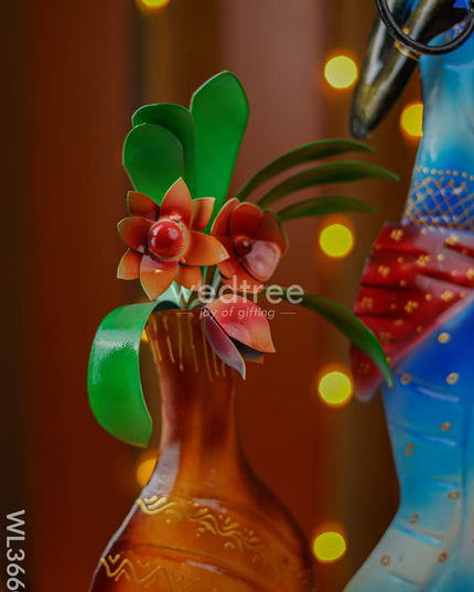 Metal Handpainted Lady With Flower Vase - Wl3660 Decor Showpiece