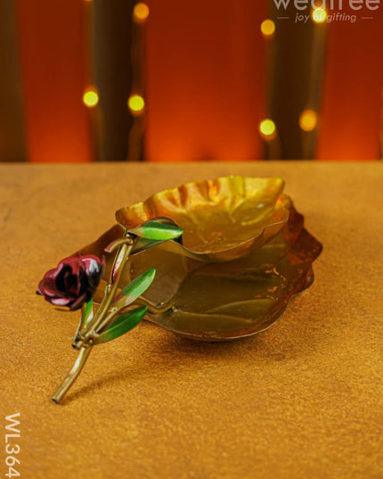 Metal Handpainted Leaf Tray - Wl3648 Decor Utility