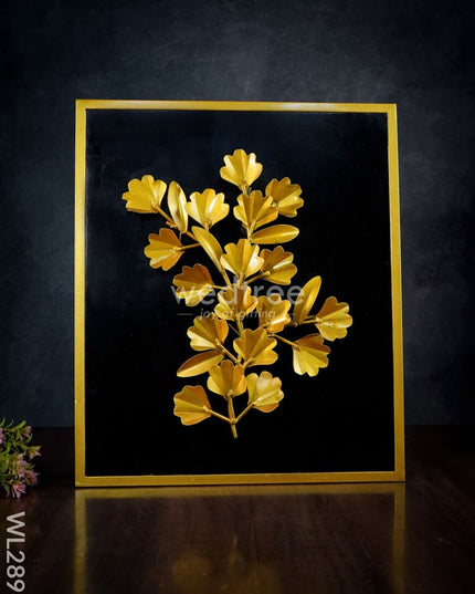 Metal Handpainted Leaf With Floral Design Frame - Wl2896 Decor Hanging