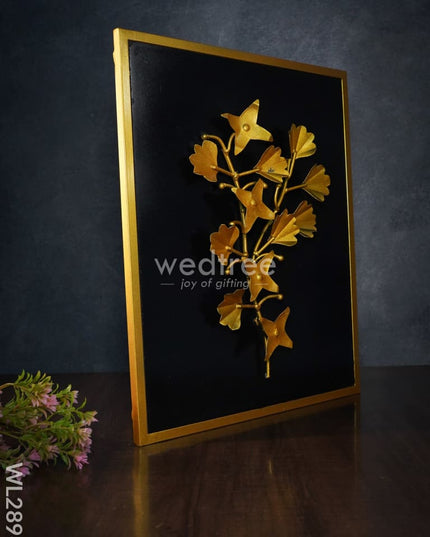 Metal Handpainted Leaf With Floral Design Frame - Wl2896 Decor Hanging
