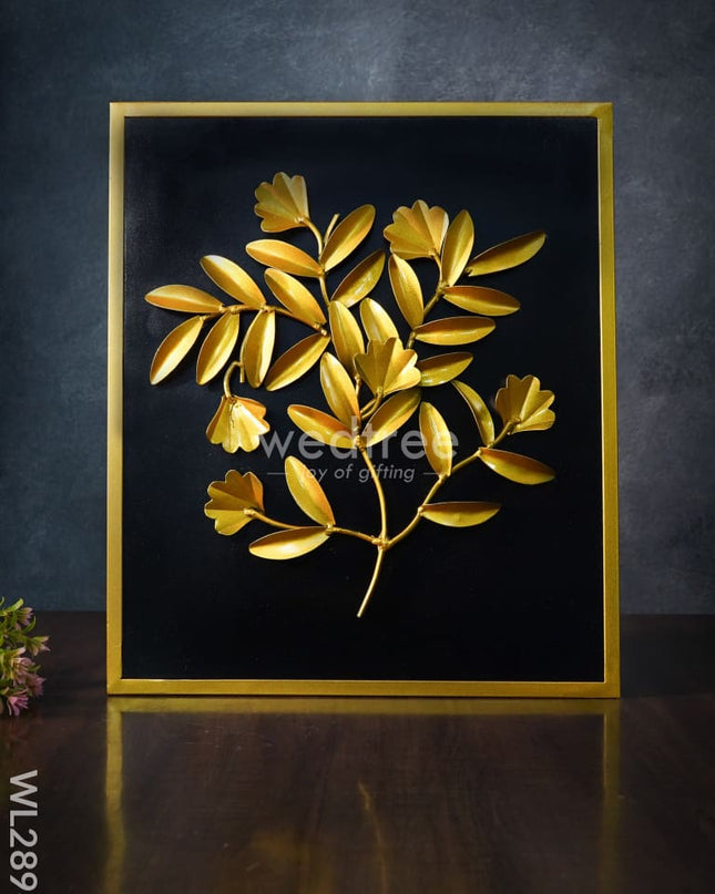 Metal Handpainted Leaf With Floral Design Frame - Wl2896 Decor Hanging