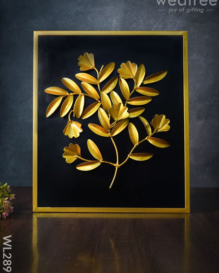 Metal Handpainted Leaf With Floral Design Frame - Wl2896 Decor Hanging