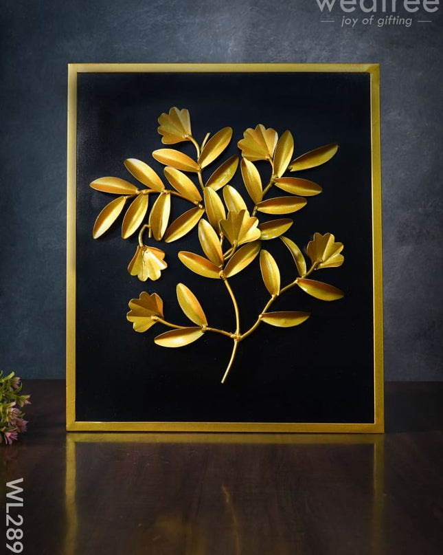 Metal Handpainted Leaf With Floral Design Frame - Wl2896 Decor Hanging