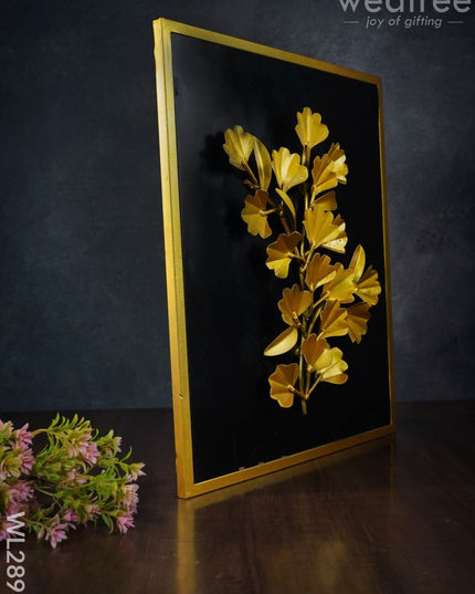Metal Handpainted Leaf With Floral Design Frame - Wl2896 Decor Hanging