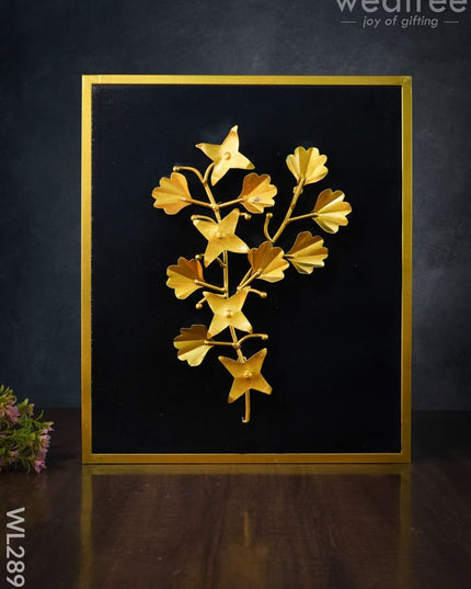 Metal Handpainted Leaf With Floral Design Frame - Wl2896 Decor Hanging