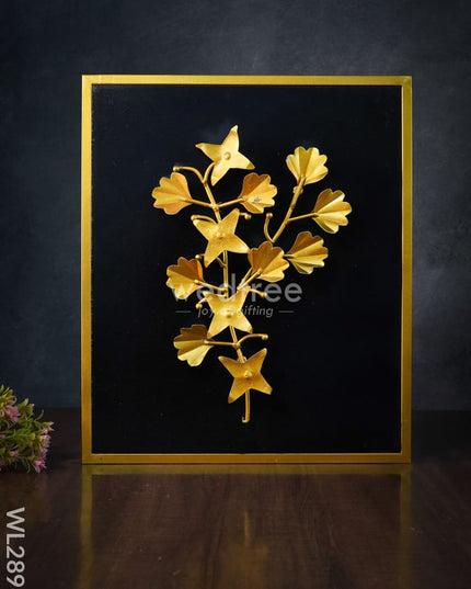 Metal Handpainted Leaf With Floral Design Frame - Wl2896 Decor Hanging