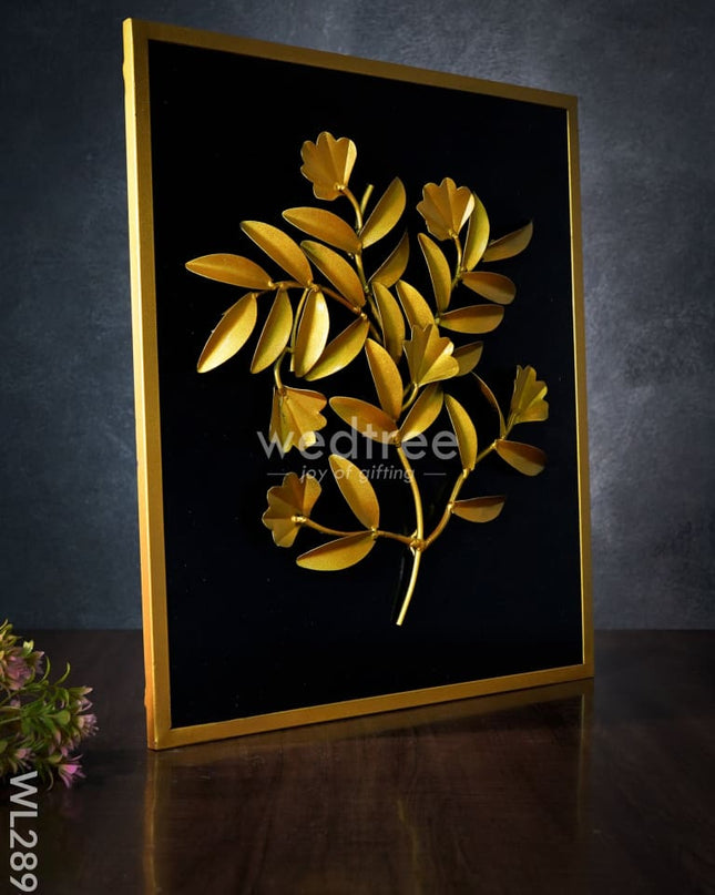 Metal Handpainted Leaf With Floral Design Frame - Wl2896 Decor Hanging