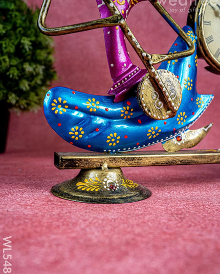 Metal Handpainted Musical Pen Stand with Clock - WL5488 - Metal Decor Showpiece