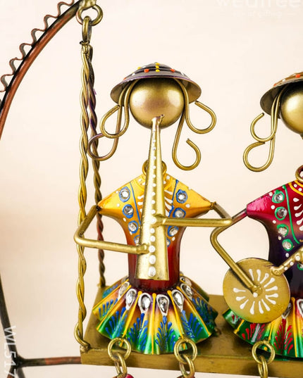Metal Handpainted Musician on Swing - 13 inch - WL5172 - Metal Decor Showpiece