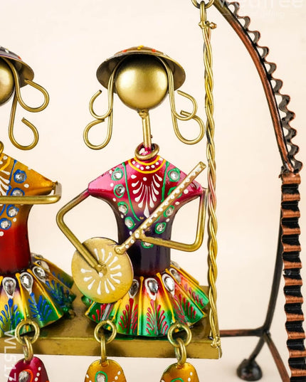 Metal Handpainted Musician on Swing - 13 inch - WL5172 - Metal Decor Showpiece