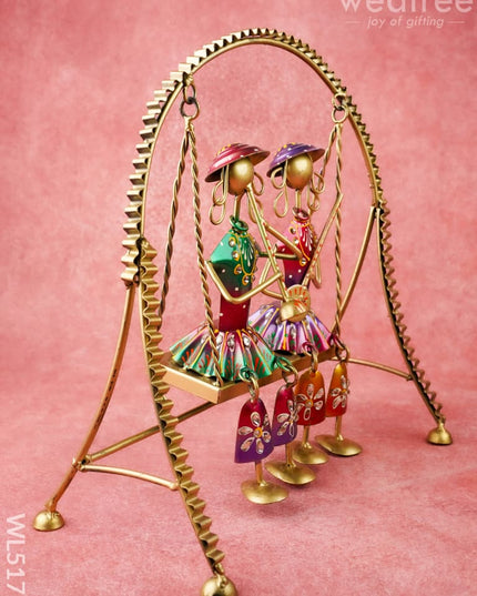 Metal Handpainted Musician on Swing - 13 inch - WL5172 - Metal Decor Showpiece