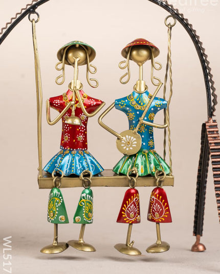 Metal Handpainted Musician on Swing - 13 inch - WL5172 - Metal Decor Showpiece