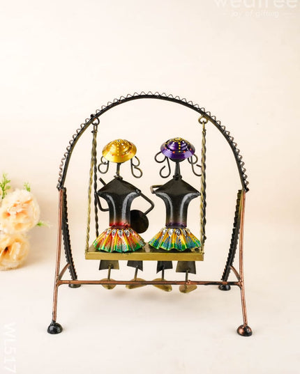 Metal Handpainted Musician on Swing - 13 inch - WL5172 - Metal Decor Showpiece