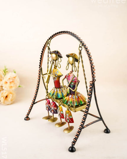 Metal Handpainted Musician on Swing - 13 inch - WL5172 - Metal Decor Showpiece