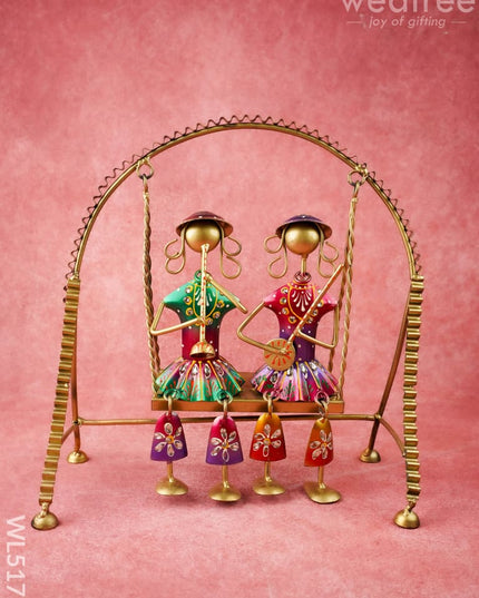 Metal Handpainted Musician on Swing - 13 inch - WL5172 - Metal Decor Showpiece