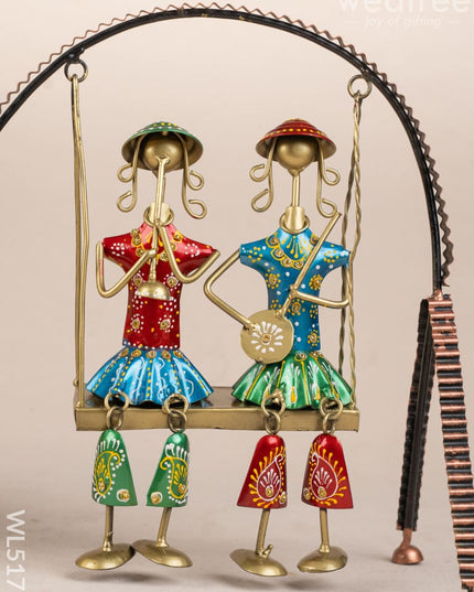 Metal Handpainted Musician on Swing - 13 inch - WL5172 - Metal Decor Showpiece