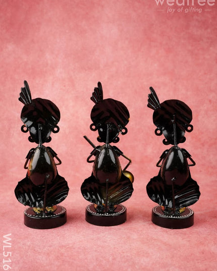 Metal Handpainted Musician - Set of 3 - 8 inch - WL5169 - Metal Decor Showpiece