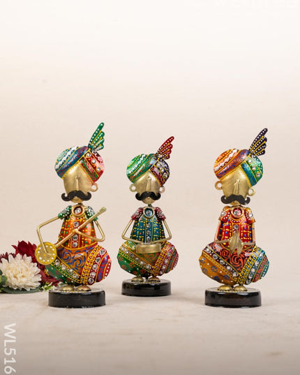 Metal Handpainted Musician - Set of 3 - 8 inch - WL5169 - Metal Decor Showpiece