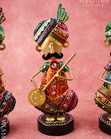 Metal Handpainted Musician - Set of 3 - 8 inch - WL5169 - Metal Decor Showpiece