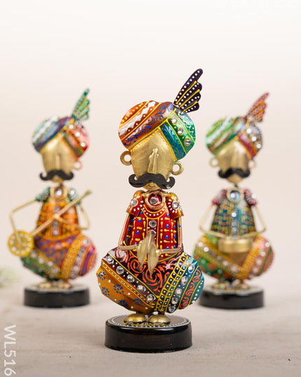 Metal Handpainted Musician - Set of 3 - 8 inch - WL5169 - Metal Decor Showpiece