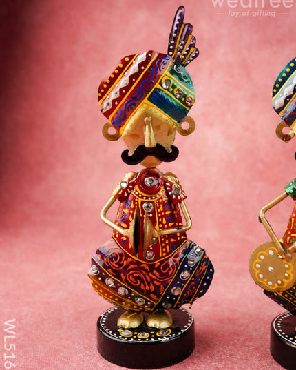 Metal Handpainted Musician - Set of 3 - 8 inch - WL5169 - Metal Decor Showpiece