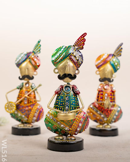 Metal Handpainted Musician - Set of 3 - 8 inch - WL5169 - Metal Decor Showpiece
