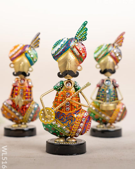 Metal Handpainted Musician - Set of 3 - 8 inch - WL5169 - Metal Decor Showpiece