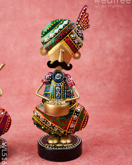 Metal Handpainted Musician - Set of 3 - 8 inch - WL5169 - Metal Decor Showpiece