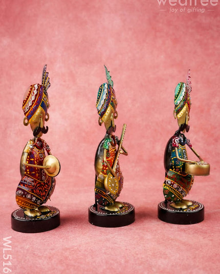 Metal Handpainted Musician - Set of 3 - 8 inch - WL5169 - Metal Decor Showpiece