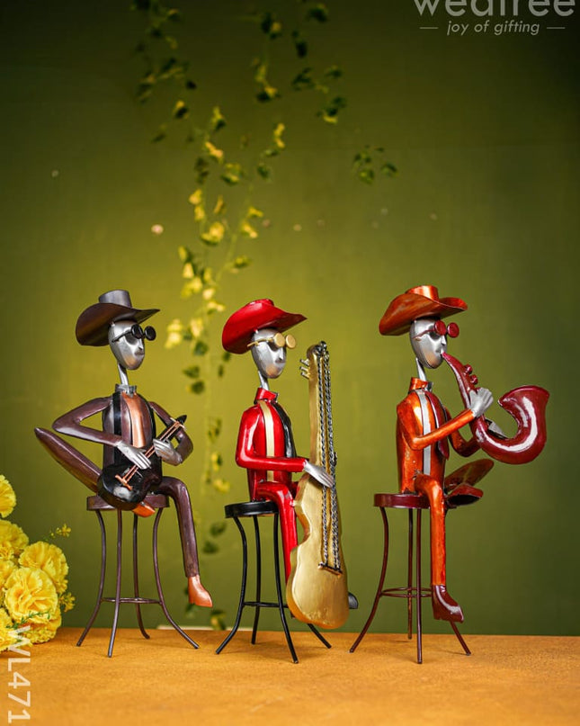 Metal Handpainted Musician Set Of 3 - Wl4719 Decor Showpiece