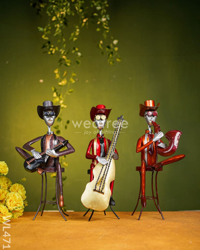 Metal Handpainted Musician Set Of 3 - Wl4719 Decor Showpiece