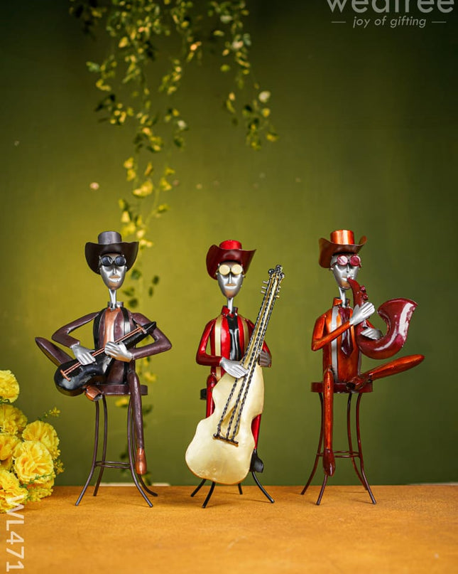 Metal Handpainted Musician Set Of 3 - Wl4719 Decor Showpiece