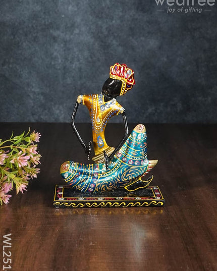 Metal Handpainted Musician Showpiece (Set Of 3) - Wl2514 Decor