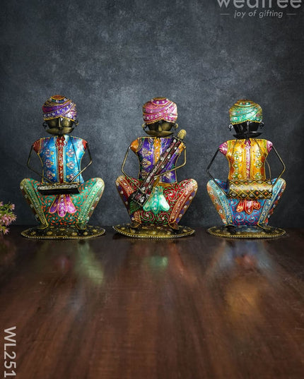 Metal Handpainted Musician Showpieces (Set Of 3) - Wl2512 Decor Showpiece