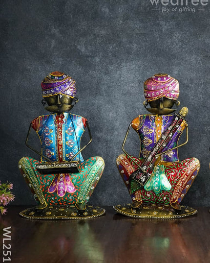 Metal Handpainted Musician Showpieces (Set Of 3) - Wl2512 Decor Showpiece