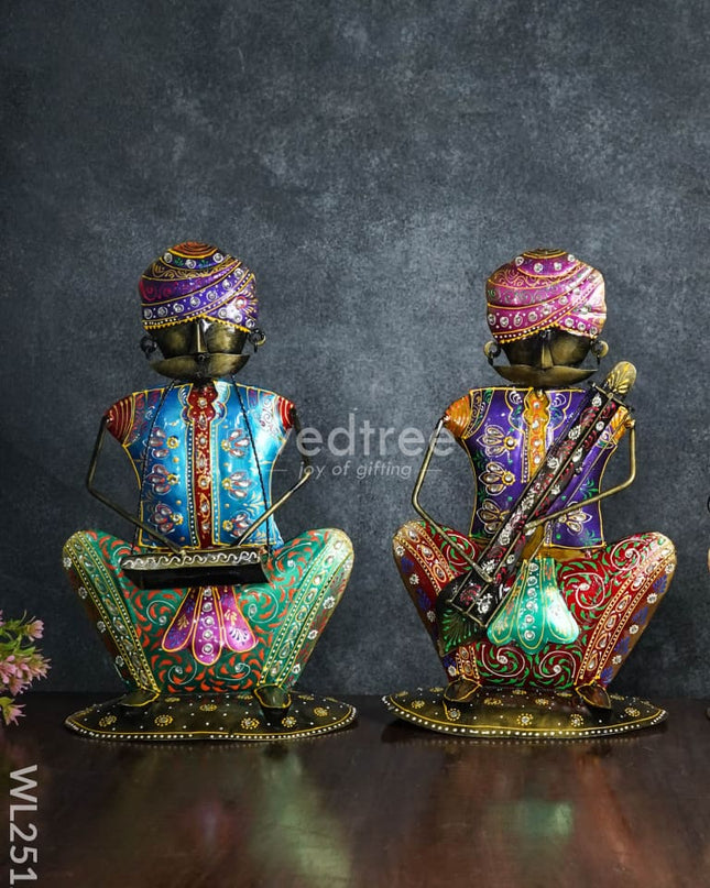 Metal Handpainted Musician Showpieces (Set Of 3) - Wl2512 Decor Showpiece