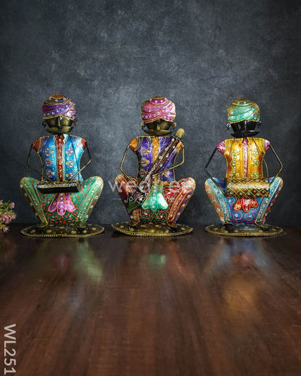 Metal Handpainted Musician Showpieces (Set Of 3) - Wl2512 Decor Showpiece