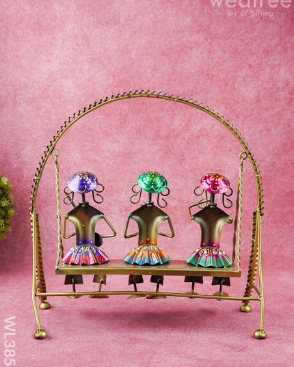 Metal Handpainted Musicians on Swing - WL3856 - Metal Decor Showpiece