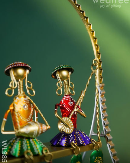 Metal Handpainted Musicians on Swing - WL3856 Metal Decor Showpiece